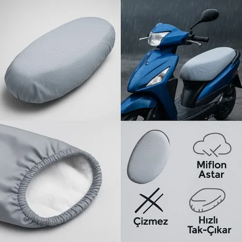 Asya Elektrikli Su Geçirmez Branda Motosiklet Sele Kılıfı – Lastikli, Uv Korumalı (Gri)