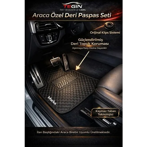 Audi A4 Cabrio 2002-2007 Premium Deri Paspas Siyah Deri Beyaz Kenar