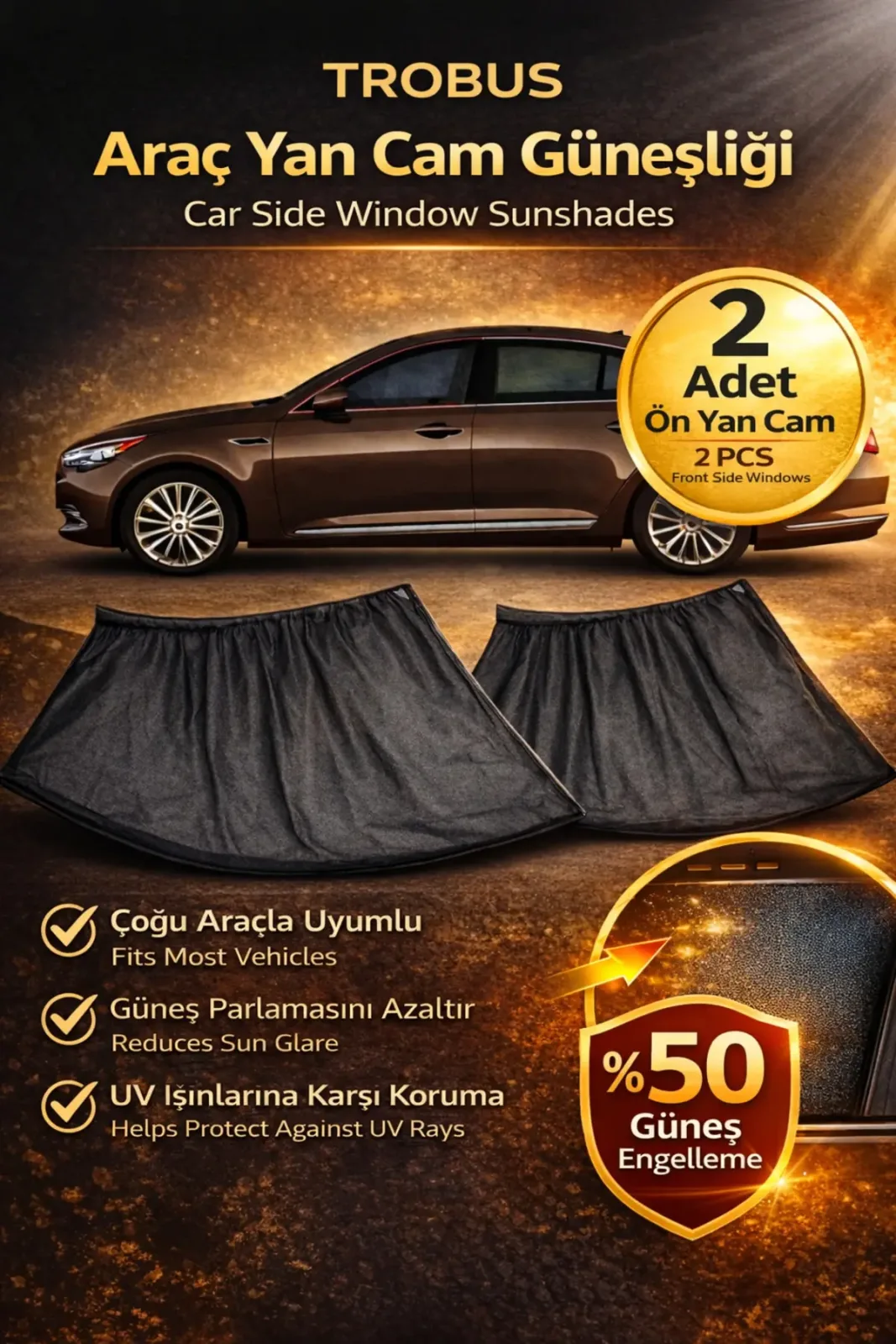 Audi A6 2011 - 2018 Avant (Station Wagon) Uyumlu Yan Cam Güneşliği Ön veya Arka
