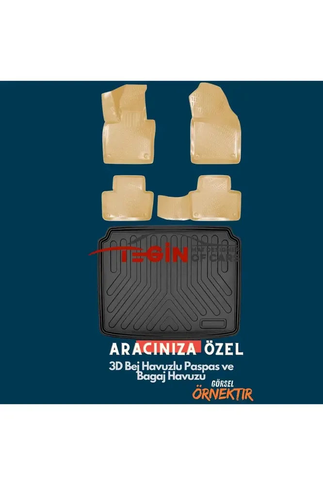 AUDİ Q2  Bagaj Havuzu 2017 Sonrası + Bej 3D Havuzlu Paspas