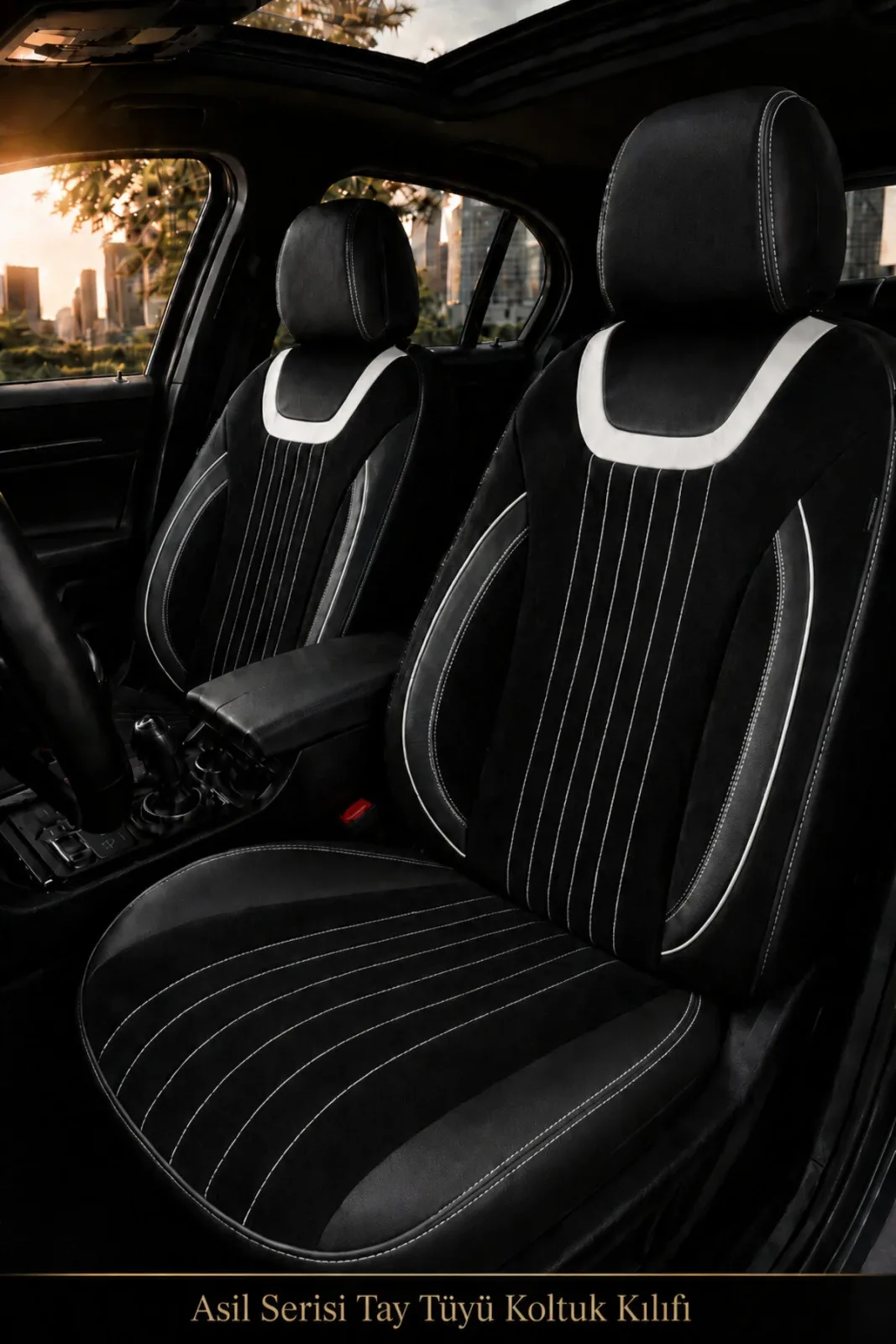 BMW 2 Gran Coupe 2020+ Uyumlu Asil Serisi Ortopedik Tay Tüyü Siyah Kırmızı Koltuk Kılıfı