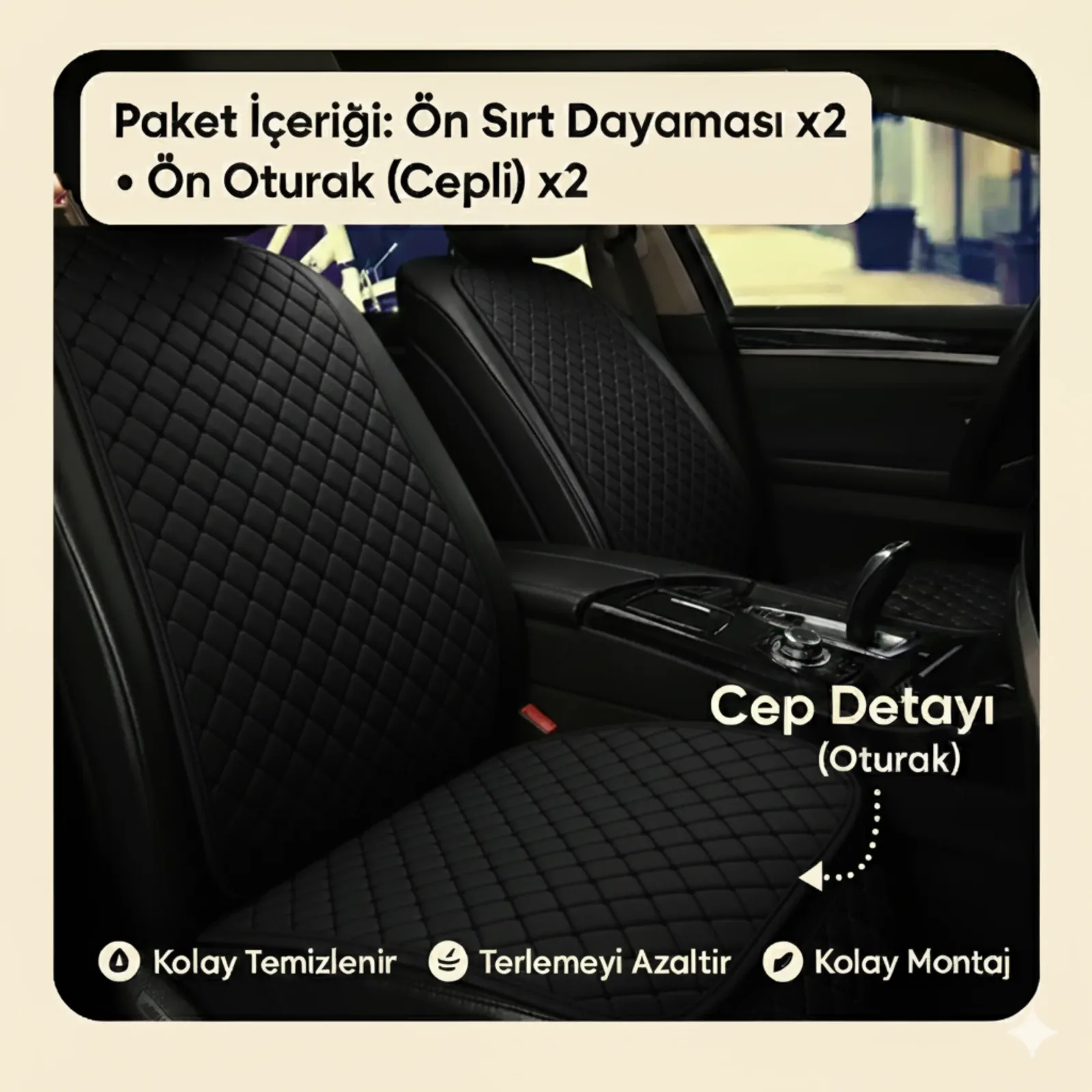 BMW X1 E84 2009-2015 Uyumlu Kumaş Oto Koltuk Minderi Ergonomik Kapitone 2'li Siyah