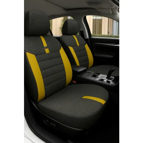 Chevrolet Spark 2005–2012 Grindsport Serisi Koltuk Kılıfı Siyah Sarı Pamuklu Kumaş ve Deri Detayl