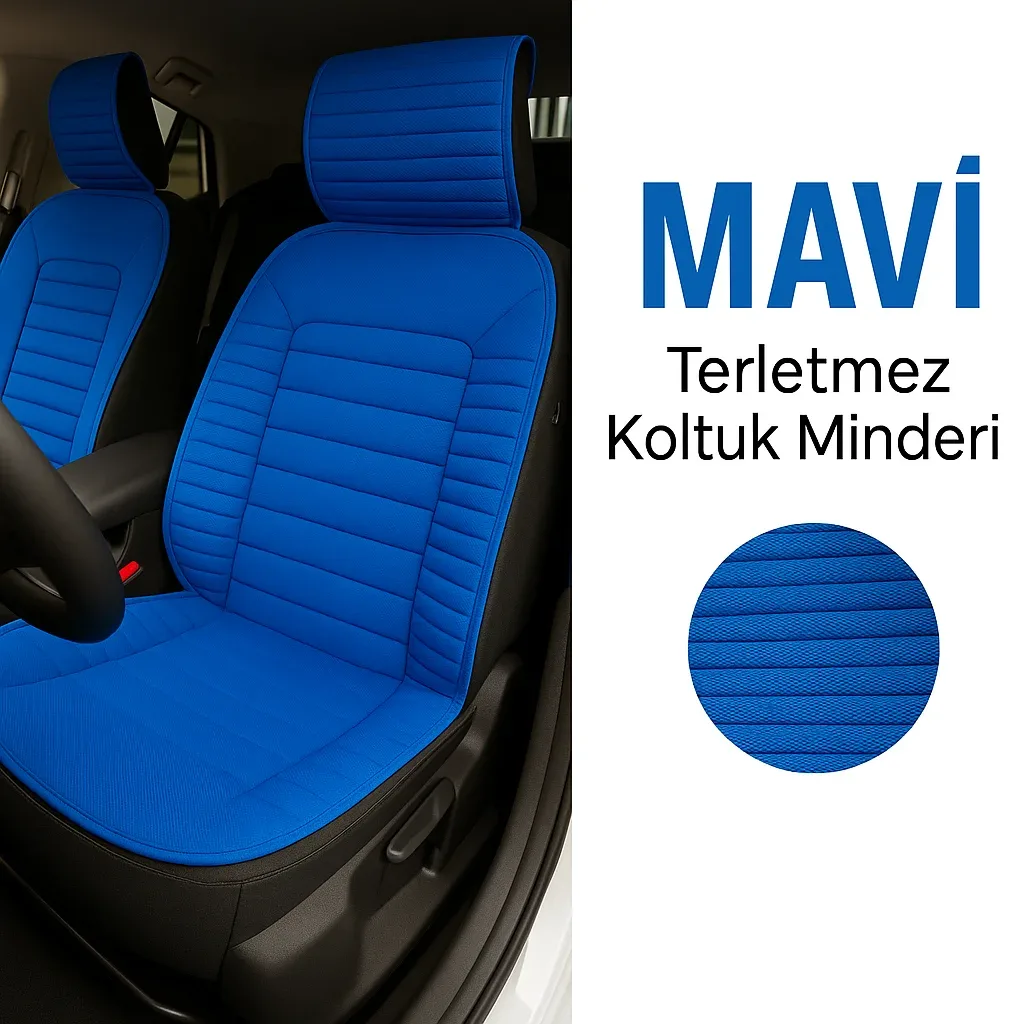 Citroen C4 Cactus 2014 ve Sonrası Uyumlu Oto Koltuk Minderi Ergonomik Bumerang 2'li Lüks Set Mavi
