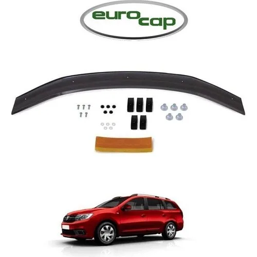 Dacia Logan Uyumlu  Mcv Ön Kaput Koruma Rüzgarlığı 3mm Akrilik (ABS) Parlak Siyah Deflektör 2014->
