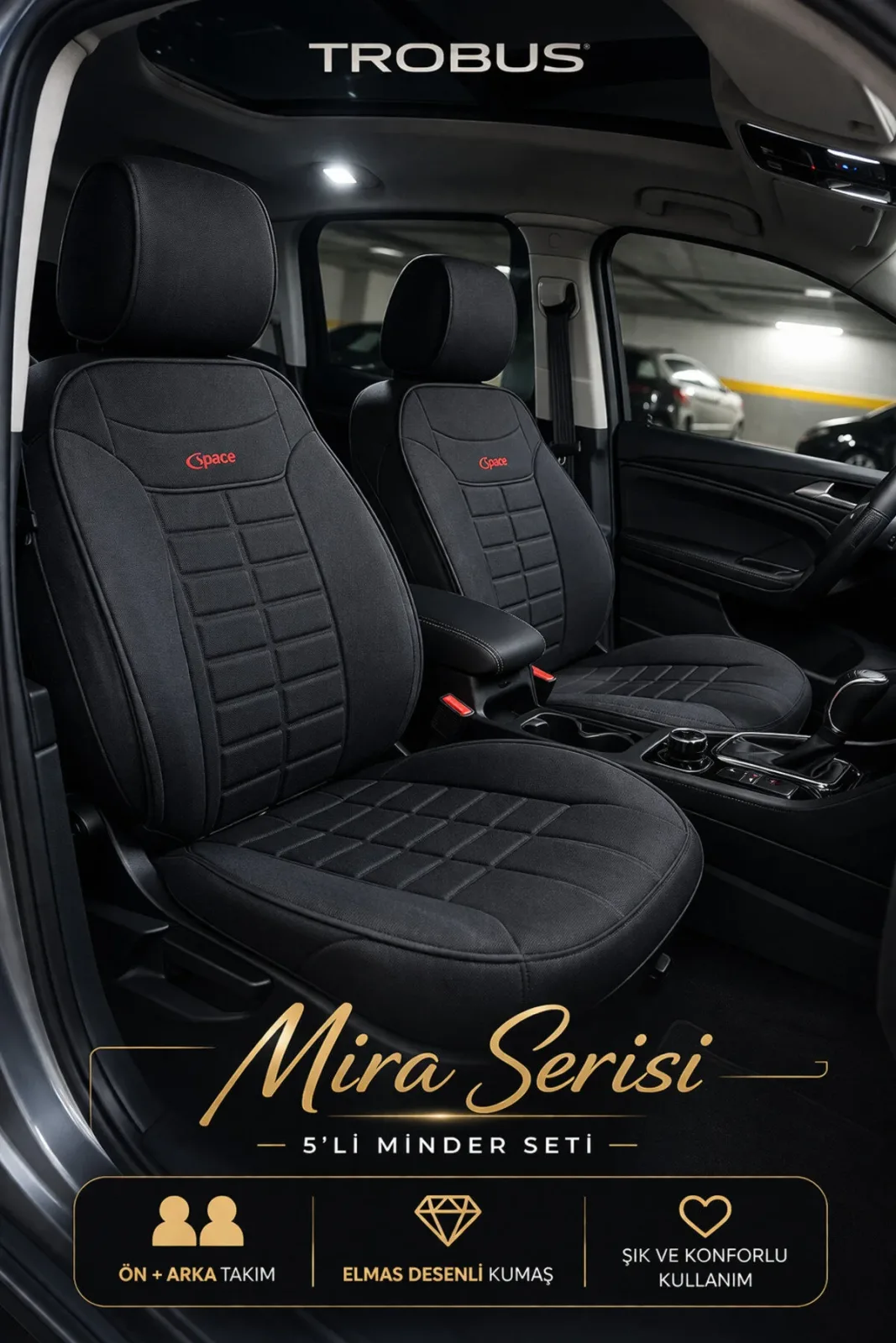 Fiat Egea Cross 2020 ve Sonrası Uyumlu Mira 5 Parça Oto Koltuk Minderi Terletmez Kaymaz Taban Taba