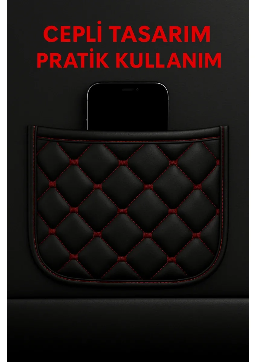 Ford Mustang 2005-2014 Uyumlu Kumaş Oto Koltuk Minderi Ergonomik Kapitone 2'li Siyah Kırmızı