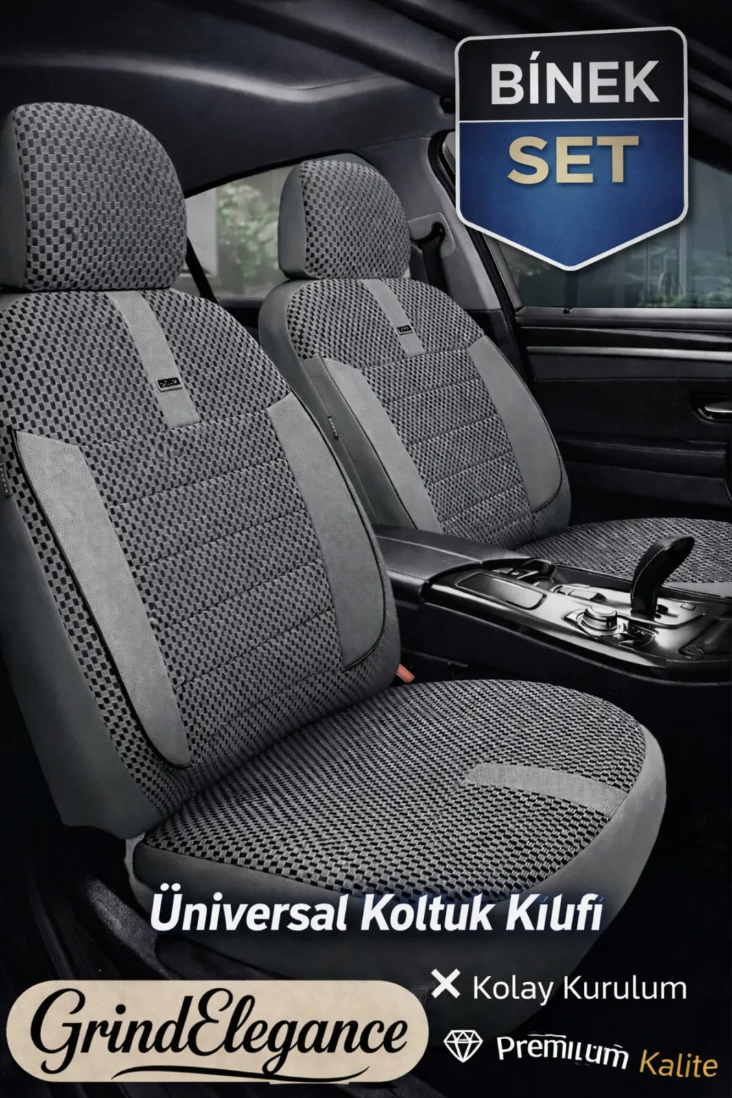 Hyundai Accent Era 2006-2012 Bütün Arka Sırt Oturak Uyumlu Vira GrindElegance Gri Koltuk Kılıfı