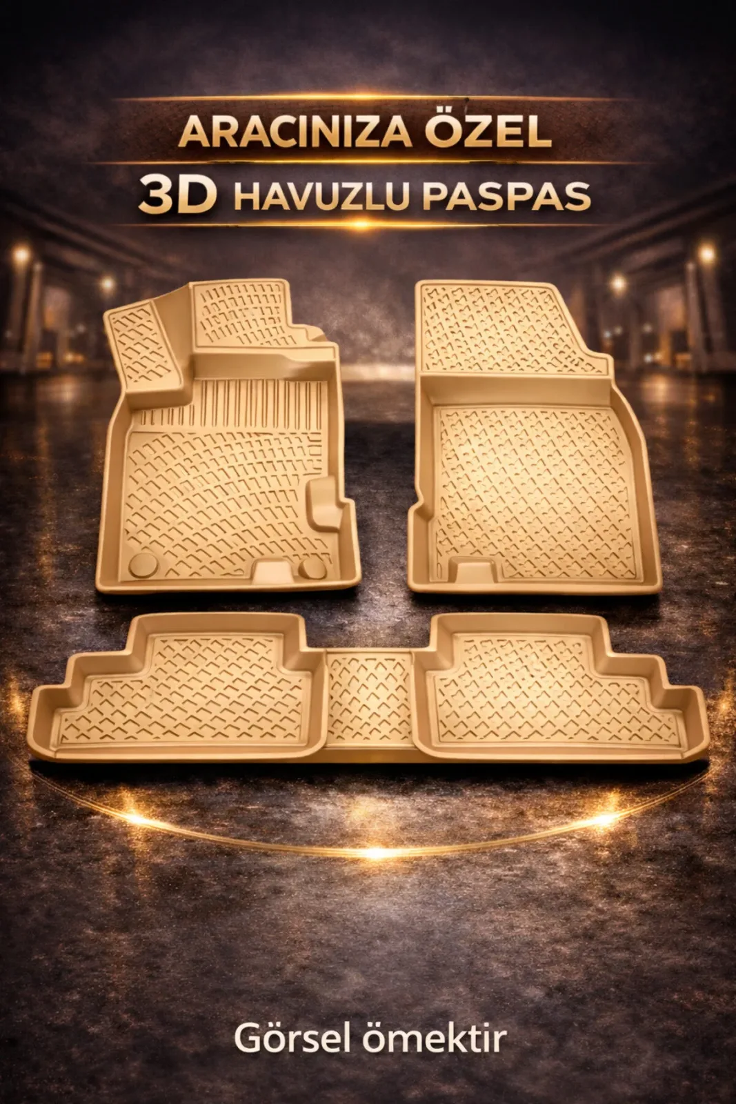 Mercedes C Serisi W205 2014-2021 C200 Bej 3D Havuzlu Paspas