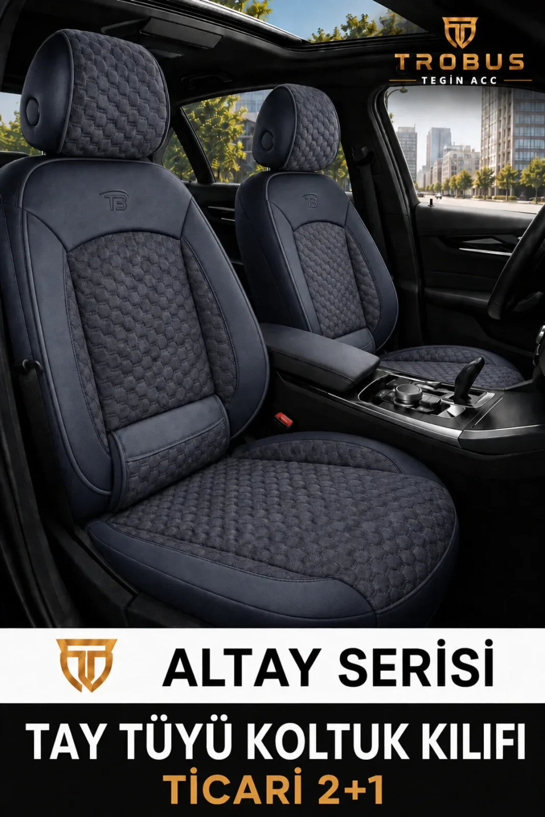 Mercedes C200d 2001-2005 2+1 Arka Sırt Oturak Uyumlu Altay Serisi Füme Koltuk Kılıfı