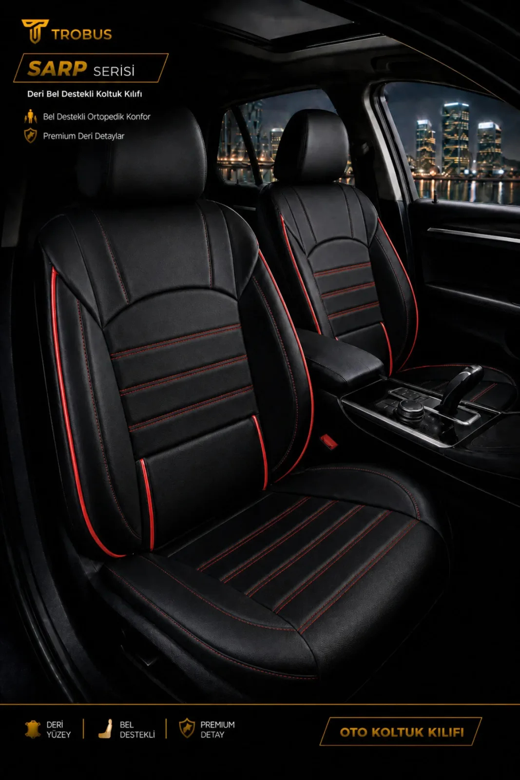 Mercedes E250 Sedan 2013 Aracınıza Uyumlu Siyah Beyaz Sarp Serisi Bel Destekli Kılıf