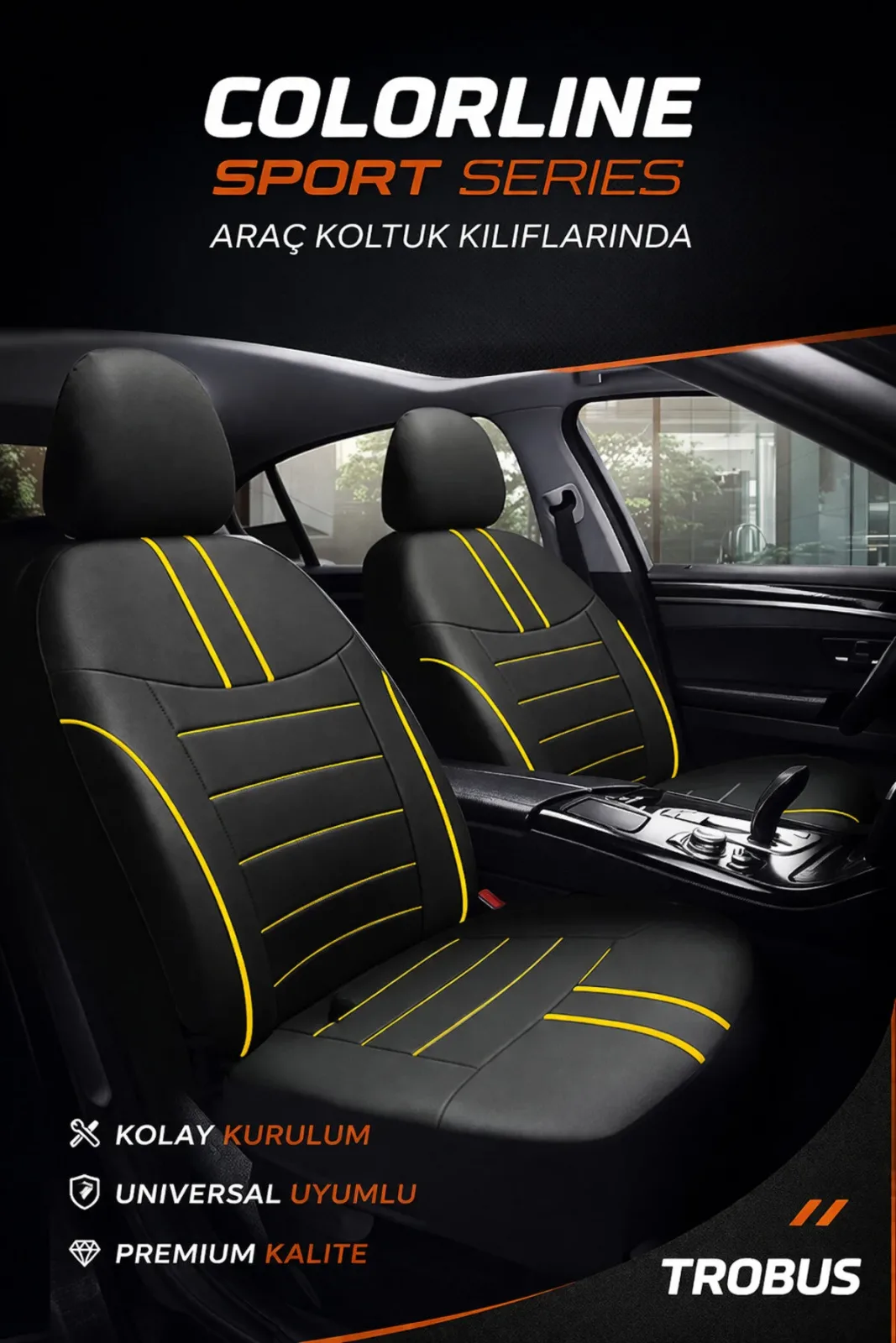 Nissan Note 2006-2012 Colorline Sport Serisi Deri Siyah Sarı Koltuk Kılıfı