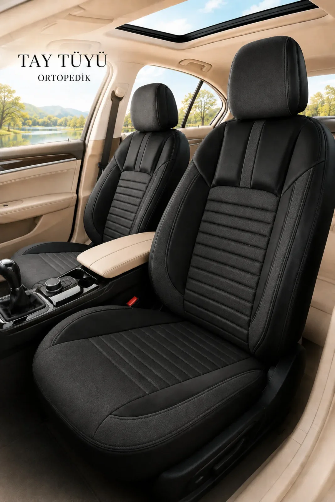 Peugeot 208 2012+ Uyumlu İnci Serisi Tay Tüyü Siyah Premium Koltuk Kılıfı
