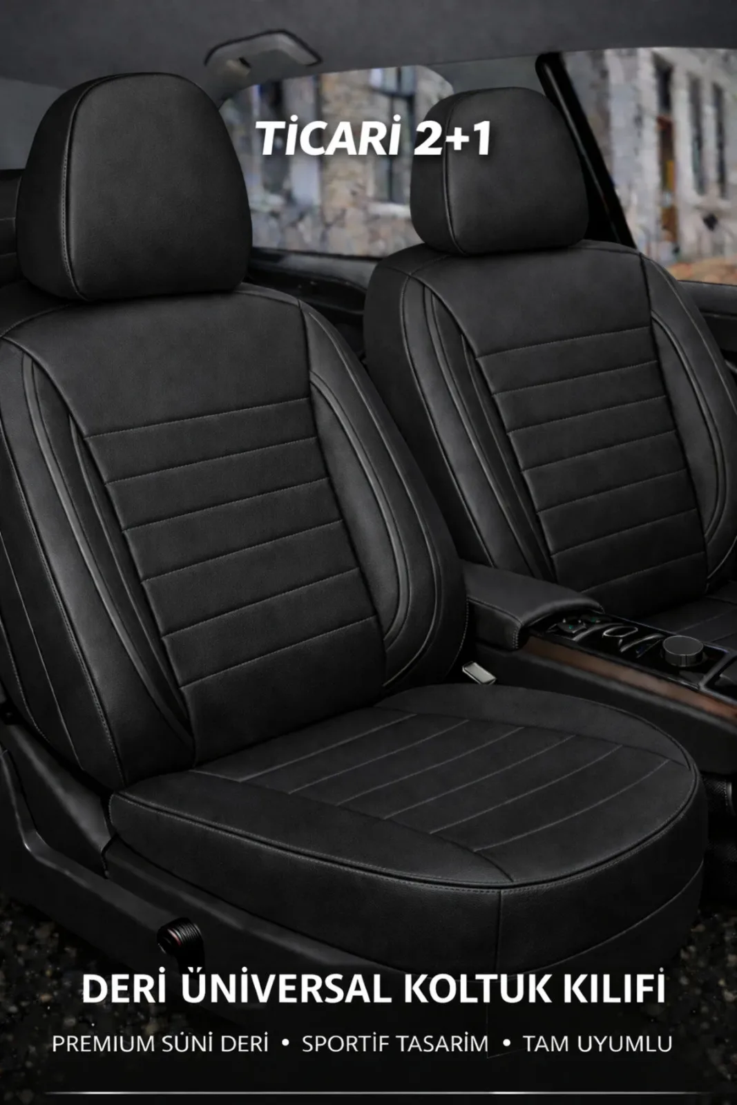 Peugeot Partner Tepee 2009-2019 2+1 Uyumlu Deri Koltuk Kılıfı Jetdrive Serisi Siyah Kırmızı