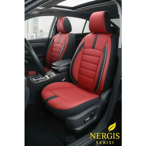 Renault Clio 4 2013 ve Sonrası Uyumlu - Tay Tüyü Orta + Lacost Kenar, 8 mm Süngerli Oto Koltuk Kılıfı Kırmızı Siyah (2 cm Yan Destek)