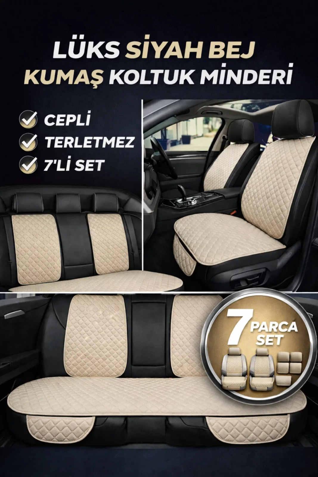 Renault Clio Sport (2005 Öncesi) 1998–2005 Uyumlu Kumaş Koltuk Minderi Kapitone Desen Terletmez Yedi