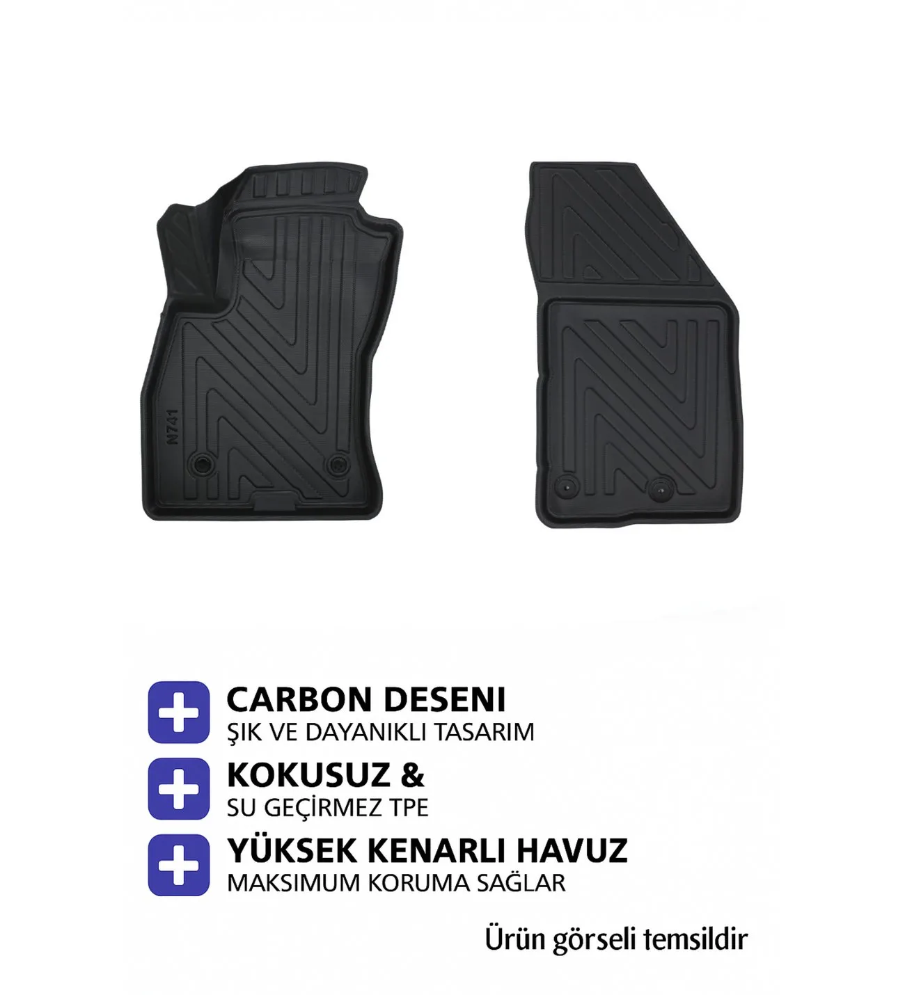Renault Express Panelvan 2021 Carbon Desen Havuzlu Paspas | Kaymaz & Koku Yapmaz