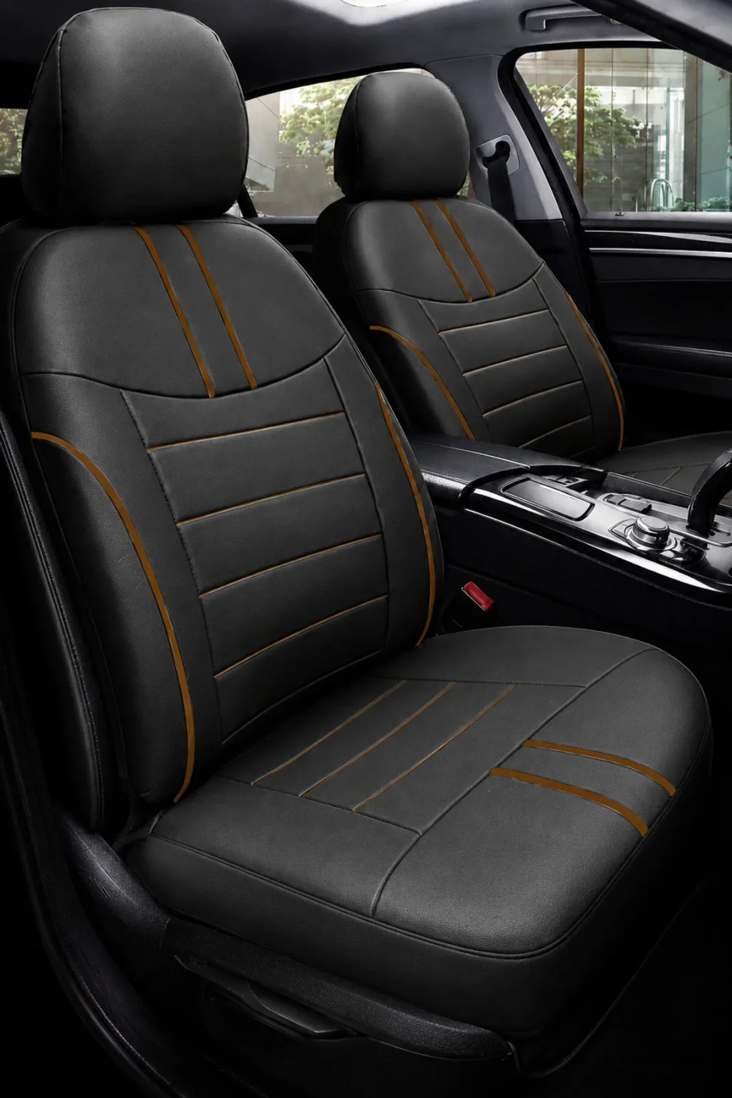 Renault Kadjar 2015 ve Sonrası Colorline Sport Serisi Deri Siyah Taba Koltuk Kılıfı
