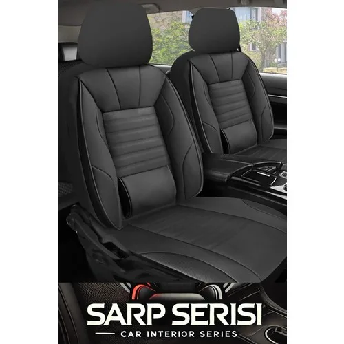 Renault Megane 2/3/4 Sedan 2004–2024 Sarp Serisi Oto Koltuk Kılıfı 5’li Set – Airbag & Kolçak Uyumlu, 3 Katman, Deri+Lakost Siyah