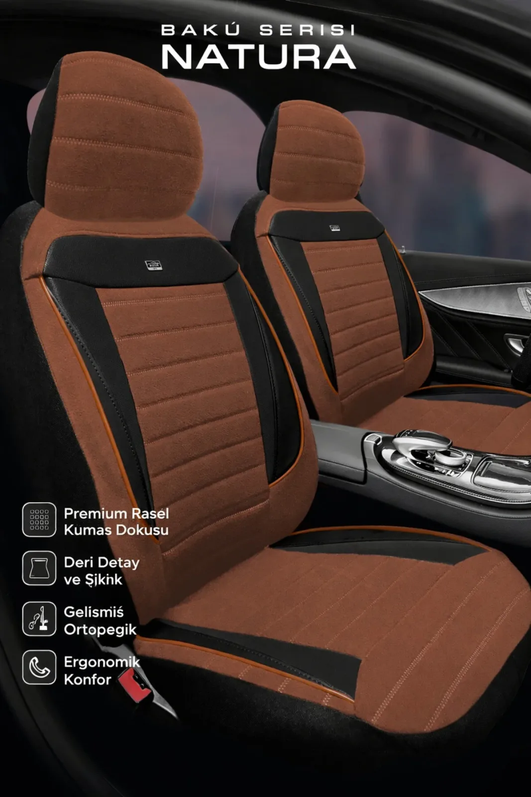 Renault Megane - 4  2016 ve Sonrası Bakü Natura Serisi Raşel Gri Siyah Koltuk Kılıfı