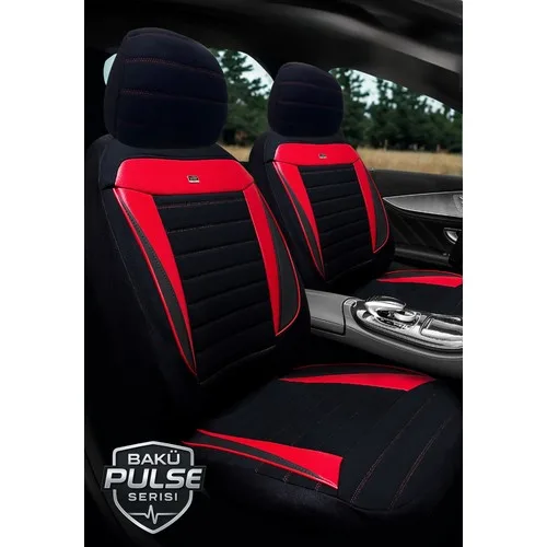 Renault Megane 4 Sedan 2004–2024 Bakü Pulse Serisi Raşel Siyah Kırmızı Koltuk Kılıfı