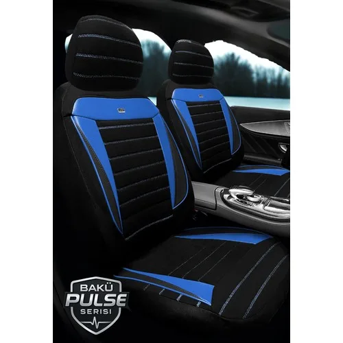 Renault Megane 4 Sedan 2004–2024 Bakü Pulse Serisi Raşel Siyah Mavi Koltuk Kılıfı