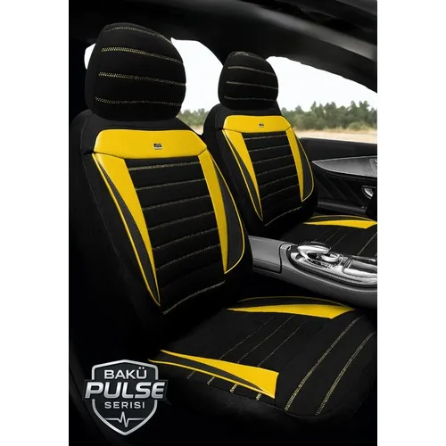 Renault Megane 4 Sedan 2004–2024 Bakü Pulse Serisi Raşel Siyah Sarı Koltuk Kılıfı