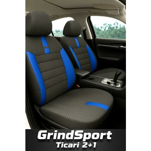 Seat Leon 1 1999-2006 – Ticari Araç 2+1 Uyumlu Vira GrindSport Koltuk Kılıfı – Siyah Mavi, Kolay Montaj