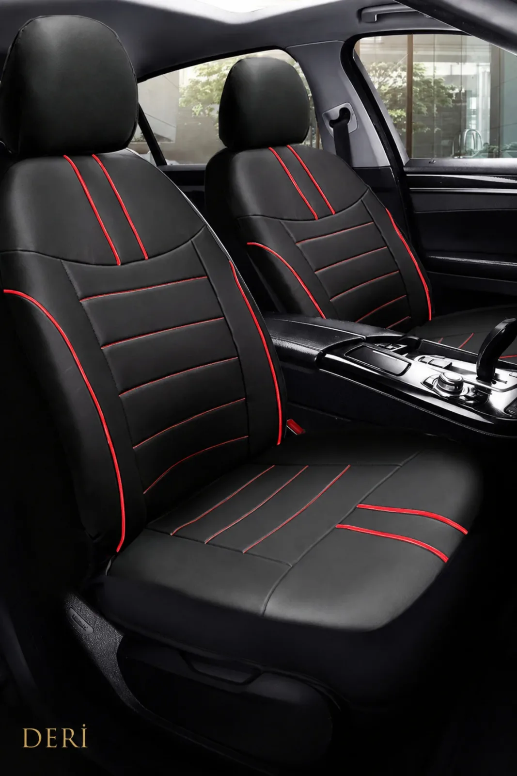 Seat Leon (2005 Öncesi) 1999–2005 Colorline Sport Serisi Deri Siyah Kırmızı Koltuk Kılıfı
