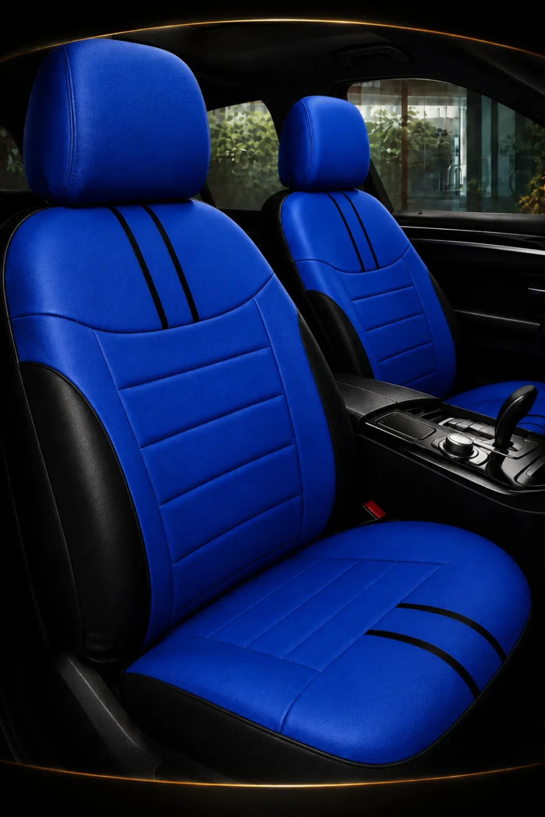 Skoda Scala 2019 ve Sonrası Colorline Elegance Serisi Deri Mavi Siyah Koltuk Kılıfı