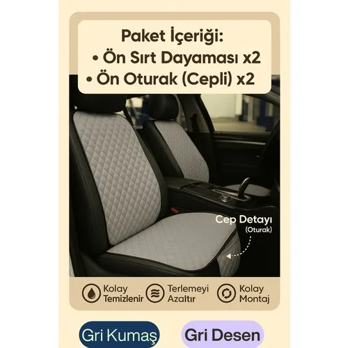 Subaru Outback 2010-2014 Uyumlu Kumaş Oto Koltuk Minderi Ergonomik Kapitone 2'li Gri