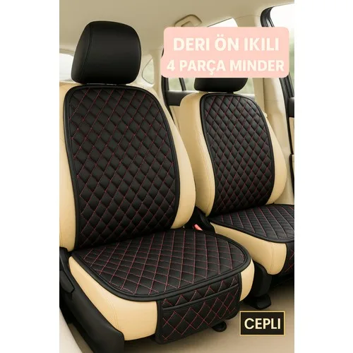 Subaru Outback 2010-2014 Uyumlu Suni Deri Oto Koltuk Minderi Silinebilir Leke Tutmaz Kapitone 2'li Siyah Kırmızı