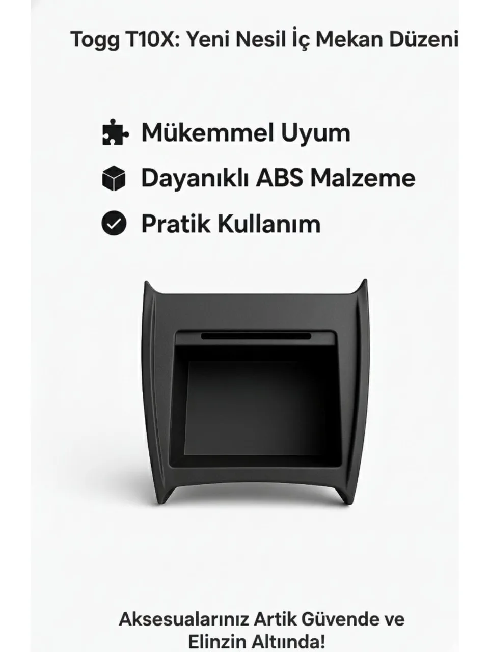 Togg T10X Ön Konsol Ara Saklama Kutusu Siyah
