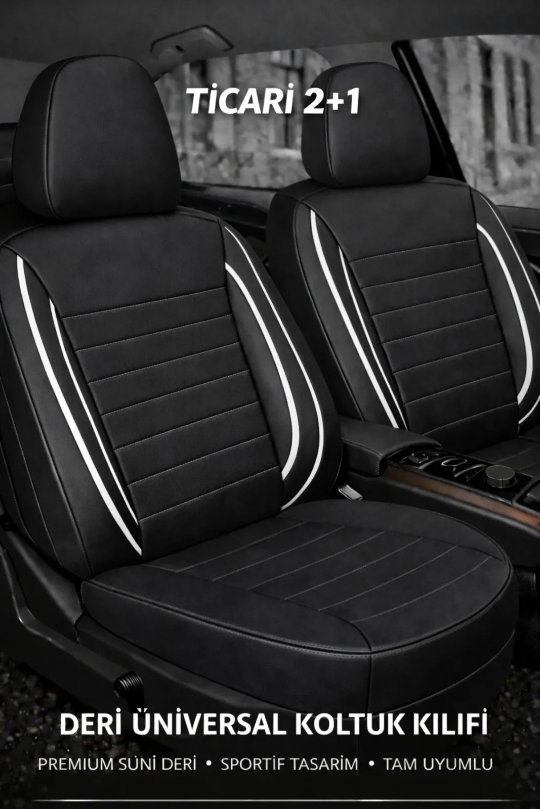 Toyota Corolla 2002-2006 2+1 Uyumlu Deri Koltuk Kılıfı Jetdrive Serisi Siyah