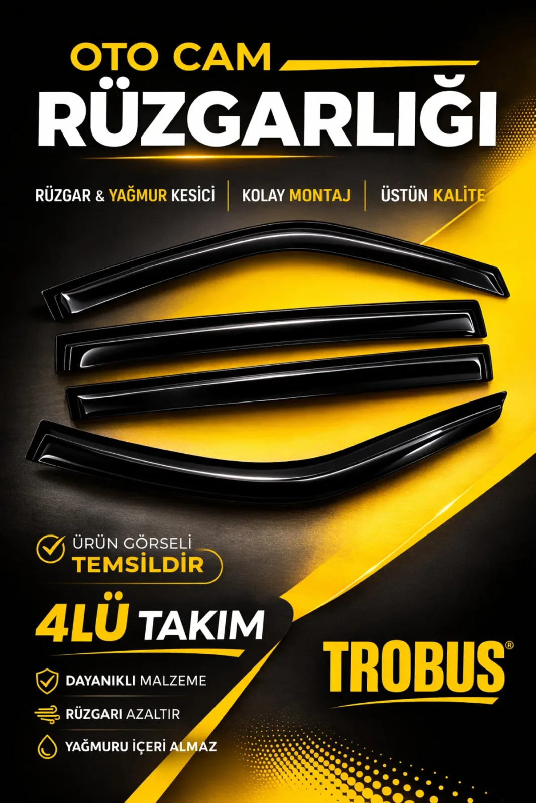 Trobus Toyota Corolla Cross 2025 Mügen Cam Rüzgarlığı 4'lü Takım