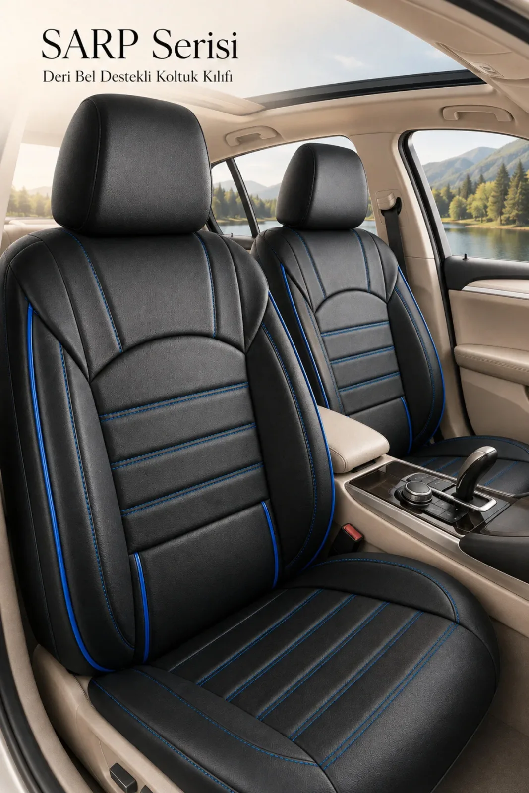 Volkswagen T-Roc 2017 ve Sonrası Uyumlu Jetdrive Serisi Siyah Mavi Koltuk Kılıfı