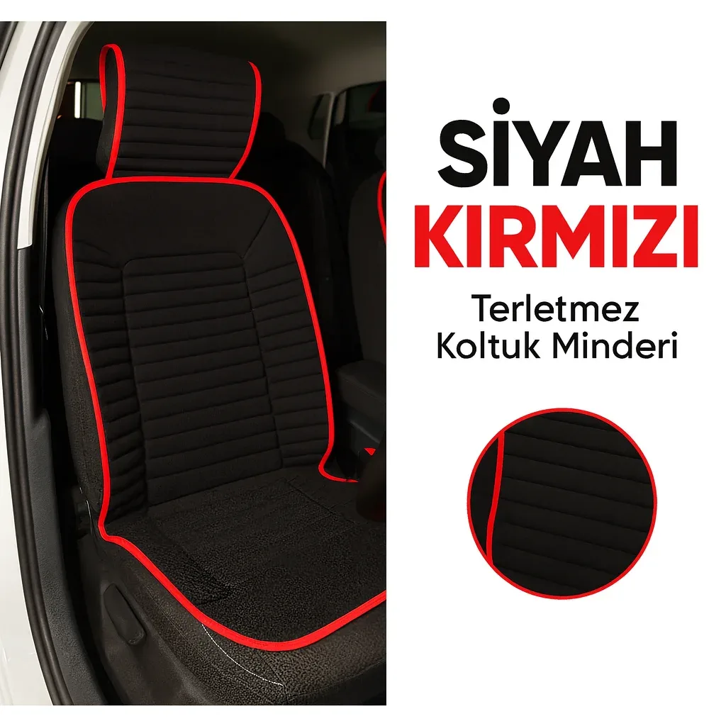 Volvo C30 2006 ve Sonrası Uyumlu Oto Koltuk Minderi Ergonomik Bumerang 2'li Lüks Set Siyah Kırmızı