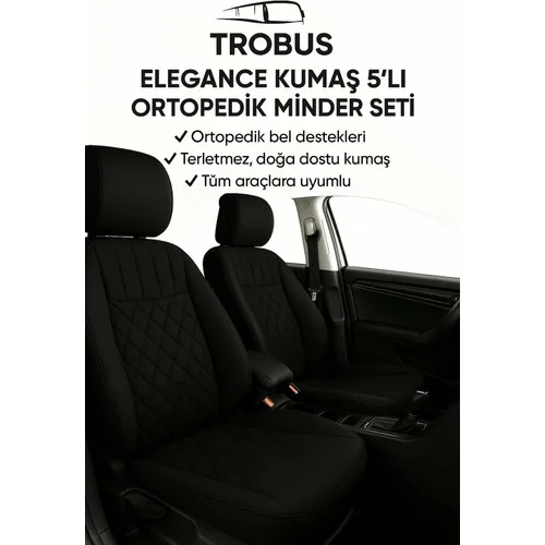 Bmw X1 E84 2009-2015 Trobus Elegance Ortopedik Araç Koltuk Minderi 5'li Set, Hava Yastığı Uyumlu Siyah