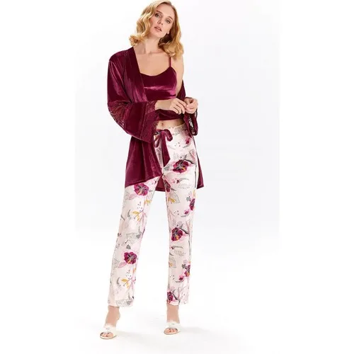 Flz Kadife Dantelli Sabahlıklı 3lü Pijama Takım Flz 31-411