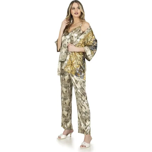 Flz Saten Üçlü Pijama Takımı