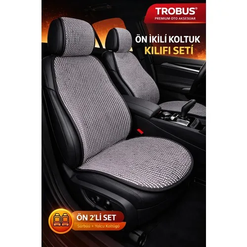 Ford Fiesta 2002-2008 Uyumlu Örme Koltuk Kılıfı Minder Gri Trobus 2'li Ön Koltuk Set