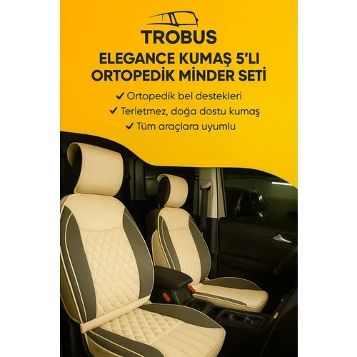 Honda Accord 2002-2007 Trobus Elegance Ortopedik Araç Koltuk Minderi 5'li Set, Hava Yastığı Uyumlu Bej Koyu Bej