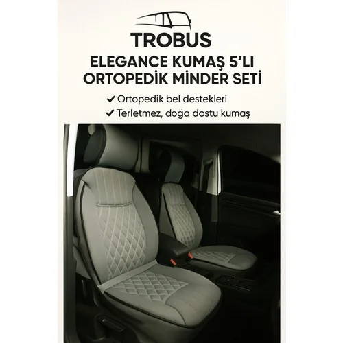 Honda Accord 2002-2007 Trobus Elegance Ortopedik Araç Koltuk Minderi 5'li Set, Hava Yastığı Uyumlu Gri