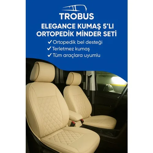 Honda Accord 2008 ve Sonrası Trobus Elegance Ortopedik Araç Koltuk Minderi 5'li Set, Hava Yastığı Uyumlu Bej