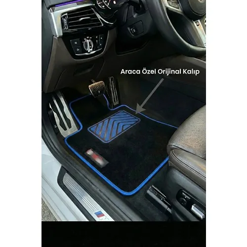 Honda Jazz 2 2009-2014 Elegance Oto Paspas Siyah Halı Mavi Kenar