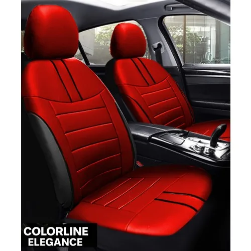 Hyundai I20 Sedan 2021–Sonrası Colorline Elegance Serisi Deri Kırmızı Siyah Koltuk Kılıfı