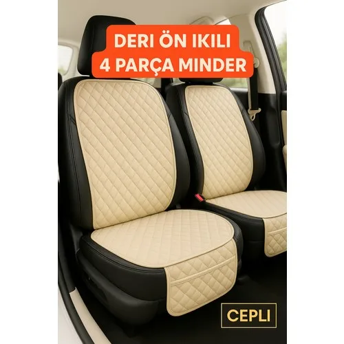 Peugeot 2008 2020 ve Sonrası Uyumlu Suni Deri Oto Koltuk Minderi Silinebilir Leke Tutmaz Kapitone 2'li Bej