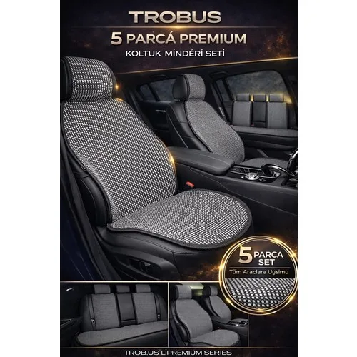 Peugeot 206 Serisi Uyumlu Örme Koltuk Kılıfı Minder Gri Trobus Premium 5 Parça Tam Set