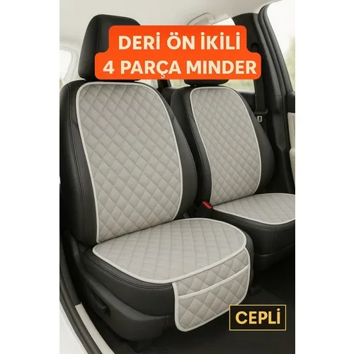 Seat Toledo 1m 1998-2005 Uyumlu Suni Deri Oto Koltuk Minderi Silinebilir Leke Tutmaz Kapitone 2'li Gri
