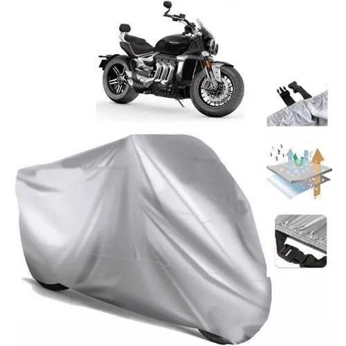 Tegin ACC | Triumph Rocket 3 Gt Arka Çanta (Bağlantı Tokalı) Uyumlu Solarblock Prime Uyumlu Motosiklet Brandası | Su Geçirmez, %99 UV, Yansıtıcı Gümüş Üst